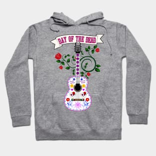 Sugar Skull Guitar Day of the Dead blue Hoodie